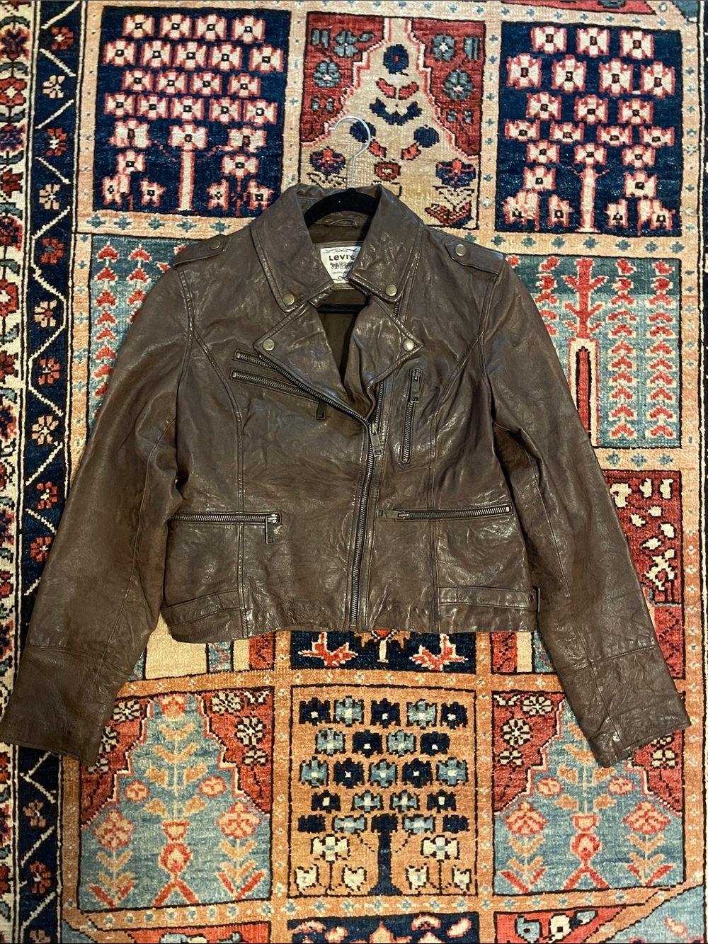 Levi's Women's Dark Brown Distressed Leather Moto Jacket